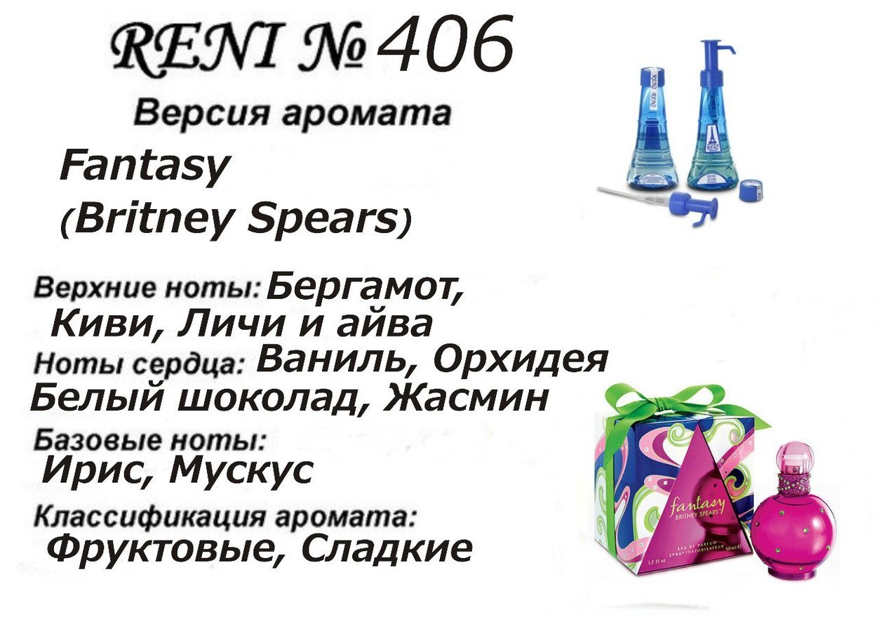 Reni 406 Аромат направления Fantasy (Britney Spears) - 100 мл - фото