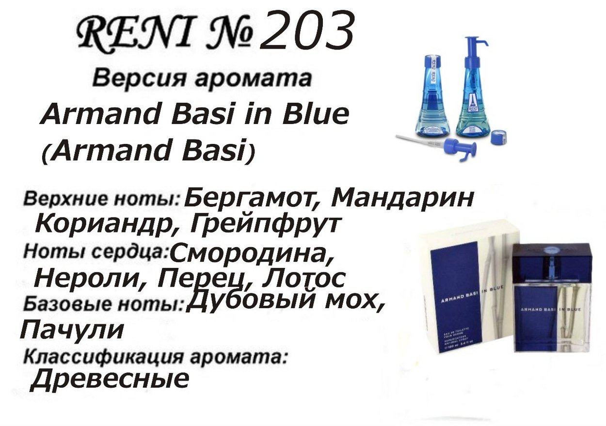 Reni 203 Аромат направления Armand Basi in Blue (Armand Basi) - 100 мл - фото