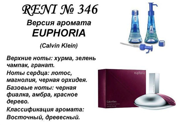 Reni 346 Аромат направления Euphoria (Calvin Klein) - 100 мл - фото