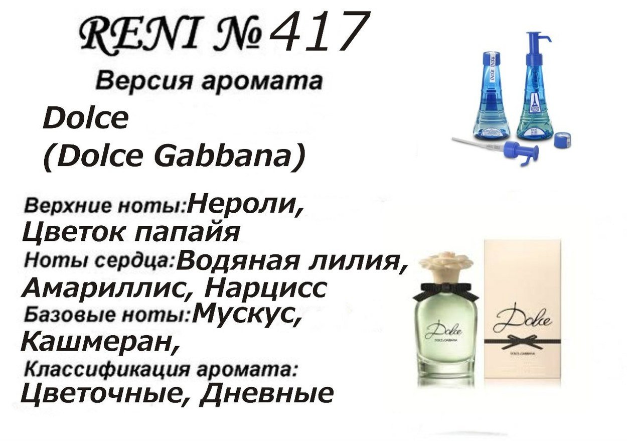 Reni 417 Аромат направления Dolce (Dolce Gabbana) - 100 мл - фото